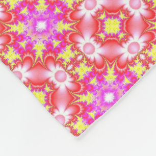 Retro Daisies in Red Pink Yellow Fleece Deken