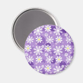 Retro Daisies Paarse Gingham Circles Magneet (Voorkant / Achterkant)