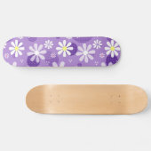 Retro Daisies Paarse Gingham Circles Skateboard (Horizontaal)
