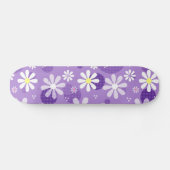 Retro Daisies Paarse Gingham Circles Skateboard (Horizontaal)