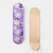 Retro Daisies Paarse Gingham Circles Skateboard (Voorkant)
