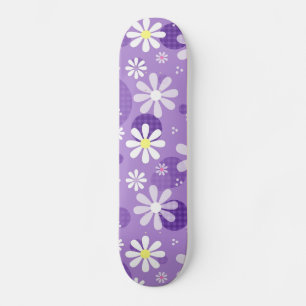 Retro Daisies Paarse Gingham Circles Skateboard