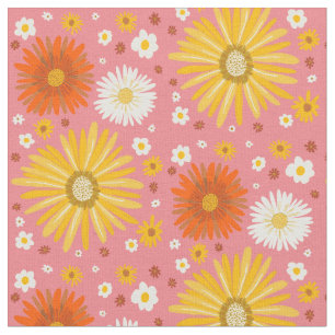 Retro Daisies Patroonroze Stof