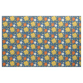 Retro Daisies Pattern Deep Blue Stof (Fat Quarter)