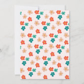 Retro Daisies Rose Girls Invitation de fête d'anni (Dos)