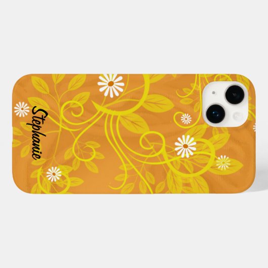 Retro Daisies Yellow Leaves Vines Abstract Case-Mate iPhone Case (Achterkant (horizontaal))