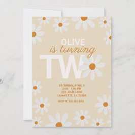 Retro Daisy 2de verjaardag Uitnodigingen