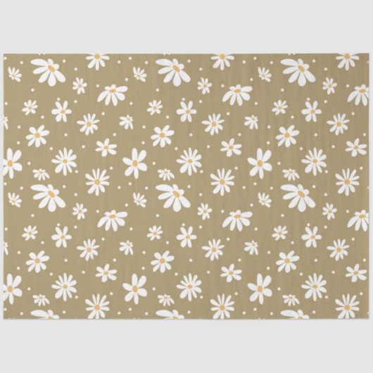 Retro Daisy 70s Groene Floral  ontkoppeling Tissuepapier (Voorkant)