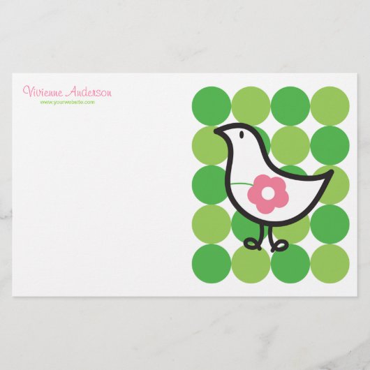 Retro Daisy Baby Chick Bird Whimsical Cute Stippen Briefpapier (Voorkant)