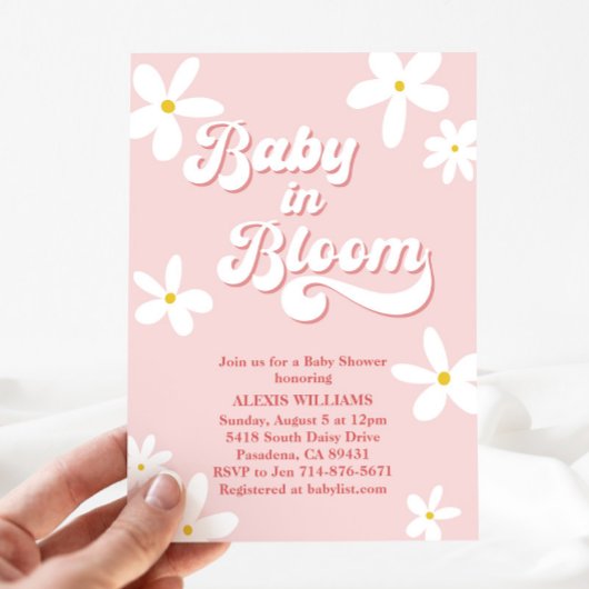 Retro Daisy Baby shower Baby in bloei Kaart