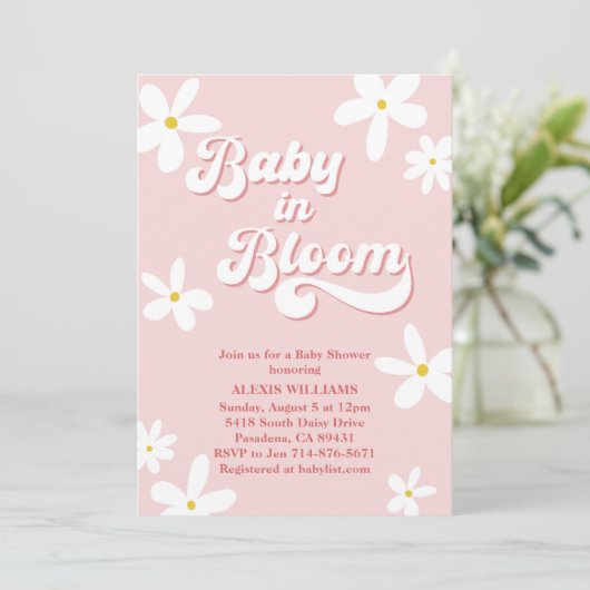 Retro Daisy Baby shower Baby in bloei Kaart (Staand voorkant)
