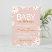 Retro Daisy Baby shower Invitation Kaart (Staand voorkant)