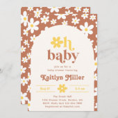 Retro Daisy Baby shower Uitnodiging | Retro-Baby (Voorkant / Achterkant)