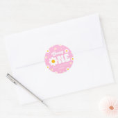 Retro Daisy Bloem Groovy Een 1e Verjaardagsfeest Ronde Sticker (Envelop)
