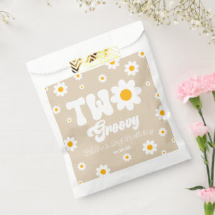 Retro Daisy Bloem Twee Groovy 2e Verjaardagsfeest Bedankzakje
