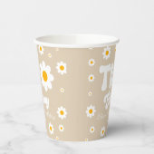 Retro Daisy Bloem Twee Groovy 2e Verjaardagsfeest Papieren Bekers (Links)
