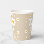 Retro Daisy Bloem Twee Groovy 2e Verjaardagsfeest Papieren Bekers (Rechts)