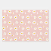 Retro Daisy Bloemen Blush Roze Baby Meisje Verjaar Inpakpapier Vel (Voorkant 3)
