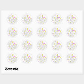 Retro Daisy Bloemen met Roze en Gele Cirkels Ronde Sticker (Vel)