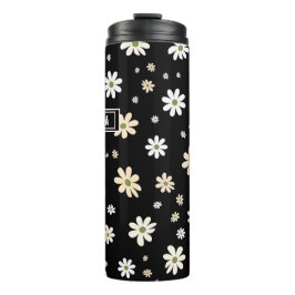 Retro Daisy Bloemen Patroon Boho gepersonaliseerd  Thermosbeker