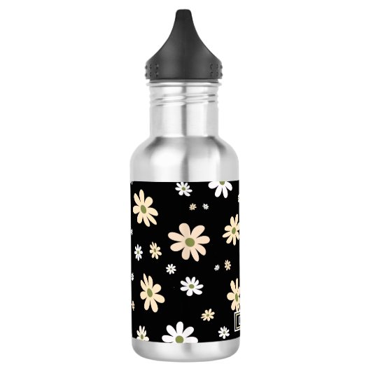 Retro Daisy Bloemen Patroon Boho gepersonaliseerd Waterfles (Links)