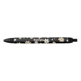 Retro Daisy Bloemen Patroon Gepersonaliseerd Zwarte Inkt Pen
