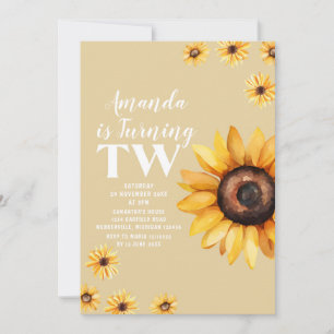Retro Daisy Bloemen Tweede Verjaardag Zonnebloemen Kaart