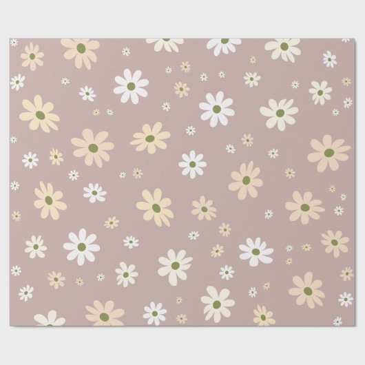 Retro Daisy Bloemenpatroon Boho Gift Cadeaupapier (Vlak)