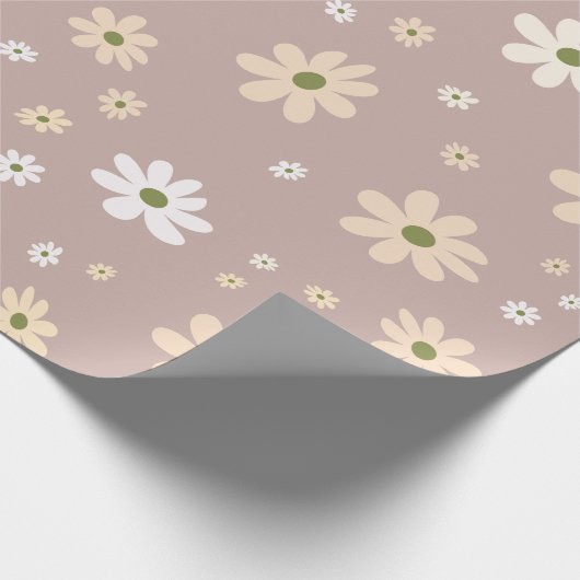 Retro Daisy Bloemenpatroon Boho Gift Cadeaupapier (Hoek)