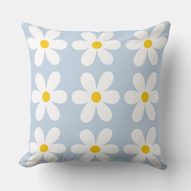 Retro Daisy bloemenpatroon Kussen (Voorkant)