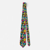 Retro Daisy Blossom Flower Power Pattern Stropdas (Voorkant)