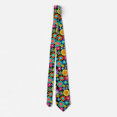 Retro Daisy Blossom Flower Power Pattern Stropdas (Achterkant)