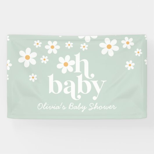 Retro Daisy boho Baby shower Banner (Horizontaal)