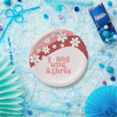 Retro daisy boho floral 3rd jarig papieren bordje (Feest)