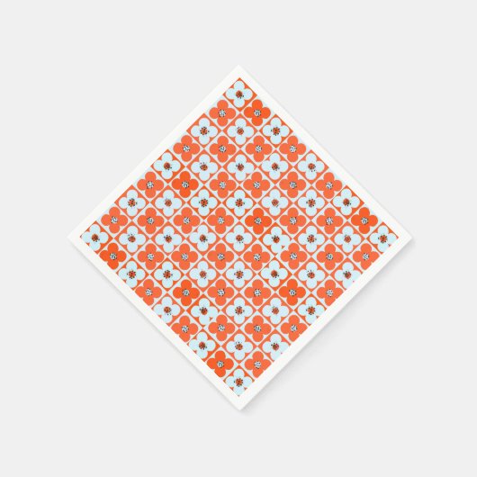 Retro Daisy Boho geruit Sinaasappel papieren serve Servet (Hoek)