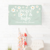 Retro Daisy boho Peace Love Baby shower Bannière (En situation)