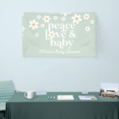 Retro Daisy boho Peace Love Baby shower Bannière (Salon professionnel)