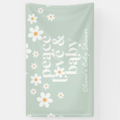Retro Daisy boho Peace Love Baby shower Bannière (Vertical)
