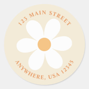 Retro daisy boho return address label