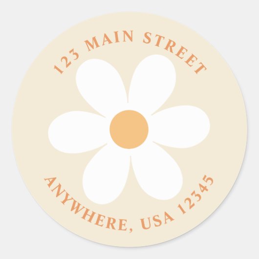 Retro daisy boho return address label (Voorkant)