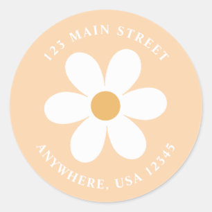 Retro daisy boho return address label