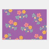 Retro Daisy Bouquet Pattern in Paars Inpakpapier Vel (Voorkant)