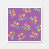 Retro Daisy Bouquet Pattern in Paars Servet (Voorkant)