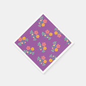 Retro Daisy Bouquet Pattern in Paars Servet (Hoek)