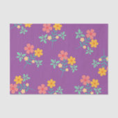 Retro Daisy Bouquet Pattern in Paars Tissuepapier (Voorkant)
