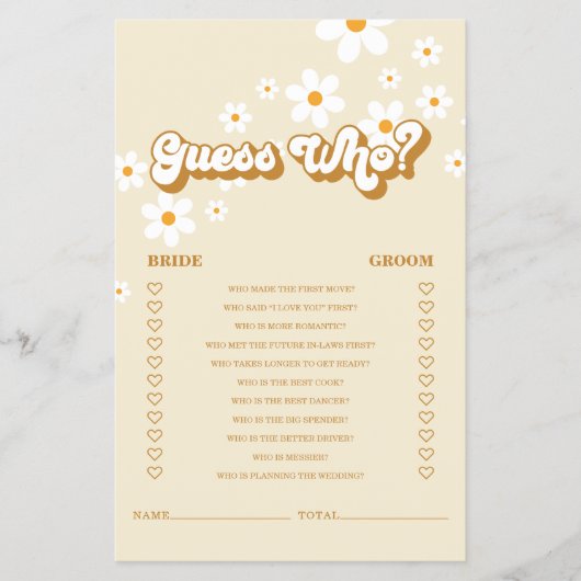 Retro Daisy bruiloft spel Flyer (Voorkant)
