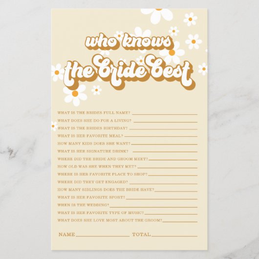 Retro Daisy bruiloftsfeest Game Flyer (Voorkant)