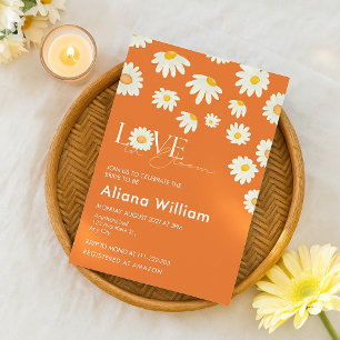 Retro Daisy Burnt Orange Bridal Shower Invitation