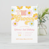 Retro Daisy Deux Super Invitation de deuxième anni (Debout devant)