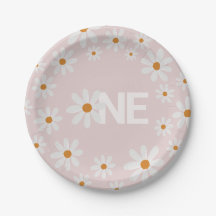 Retro Daisy Eerste Verjaardagspapier Borden